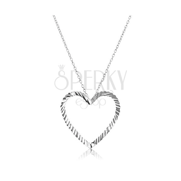 Srebrny naszyjnik 925 - łańcuszek z pofalowanym konturem serca