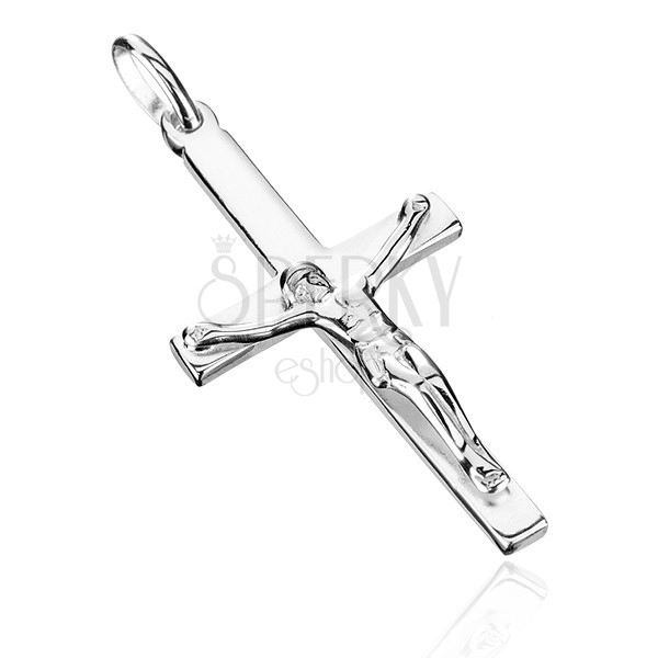 Wisiorek ze srebra 925 - krzyż z postawą ukrzyżowanego Jezusa Chrystusa