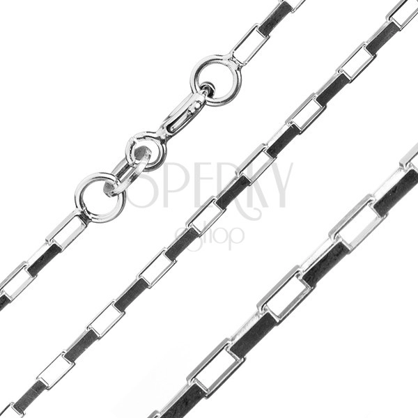 Łańcuszek ze srebra 925 - prostokąty połączone pionowo, 1,5 mm