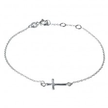 Srebrna bransoletka 925 na rękę - błyszczący, zaokrąglony krzyżyk