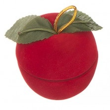 Aksamitne pudełeczko na pierścionek - jabłko z listkami