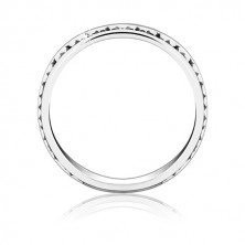 Srebrny pierścień 925 - dwa rzędy odwróconych serduszek z patyną