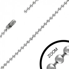 Łańcuszek ze stali chirurgicznej - lśniące kuleczki i krótkie pałeczki srebrnego koloru, 2 mm