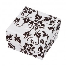 Czarno-białe pudełeczko na kolczyki z motywem kwiatów