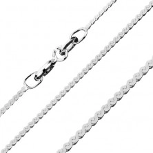 Błyszczący łańcuszek ze srebra 925 - linia ogniw w kształcie S, 1,2 mm
