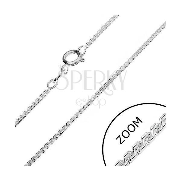 Srebrny łańcuszek 925 - zaokrąglone ogniwa, litera S, 1,3 mm