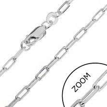 Lśniący łańcuszek ze srebra 925 - podłużne ścięte ogniwa, 2,6 mm