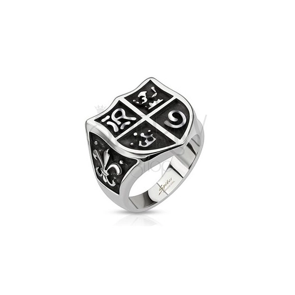 Stalowy pierścień - herb rycerski z symbolami