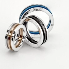 Pierścionek ze stali - dwukolorowe oddzielne pierścienie