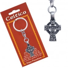 Patynowany breloczek - celtycki krzyż z kółkiem i ornamentami