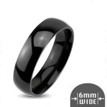 Lśniący metalowy pierścionek - gładka zaoblona obrączka koloru czarnego