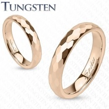 Tungsten obrączka - złoto-różowa, sześciokątne szlify 