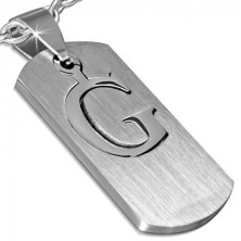 Stalowa tabliczka - lśniąca literka "G", ruchomy środek