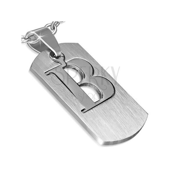 Zawieszka ze stali - dwuczęściowa tabliczka z literką "B"