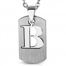 Zawieszka ze stali - dwuczęściowa tabliczka z literką "B"