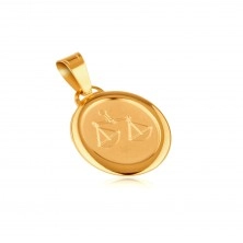 Znak zodiaku WAGA - zawieszka z żółtego 14K złota, matowy owal