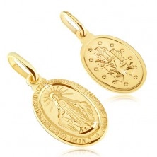 Wisiorek ze złota 14K - owalny medalik z Maryją Panną