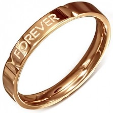 Obrączka w kolorze różowego złota - stalowa, "Forever Love"