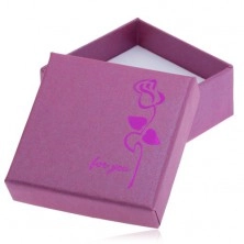 Fioletowo-różowe pudełeczko na kolczyki, błyszcząca cyklamenowa róża