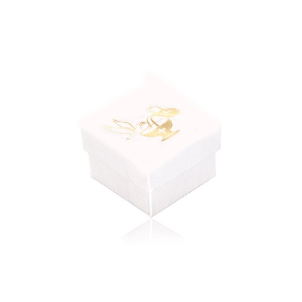 Pudełeczko na prezent w kolorze białym, złoty gołąb, dzbanek i kielich
