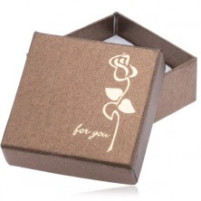 Brązowe błyszczące pudełeczko na prezent, złota róża "For you"