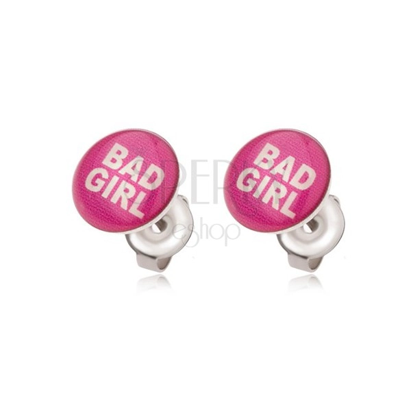 Stalowe kolczyki w kolorze różowym, Bad Girl