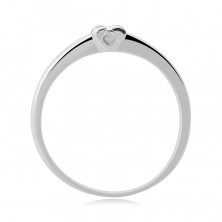 Srebrny pierścionek 925 - cyrkonia, drobne okrągłe kamyczki, zarys serc