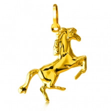 Złoty wisiorek 585 - lśniący koń stojący na tylnych nogach