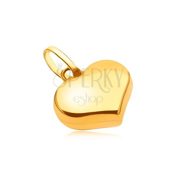 Wisiorek z żółtego złota 14K - lśniące gładkie symetryczne serce