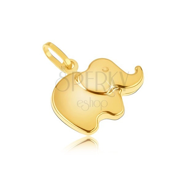 Zawieszka w żółtym 14K złocie - drobny błyszczący zaoblony słonik