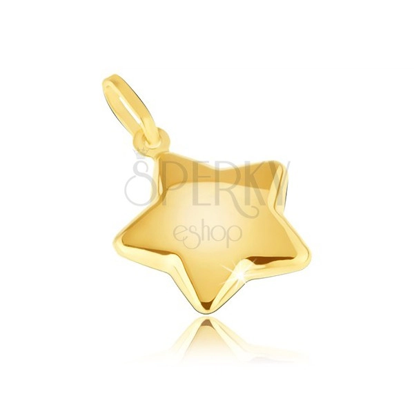 Wisiorek z żółtego 14K złota, zaoblona lśniąca pięcioramienna gwiazda