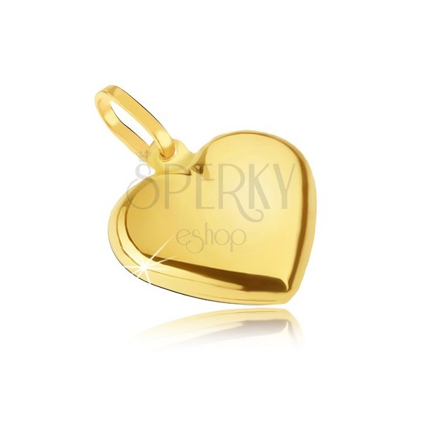 Złoty wisiorek 585 - gładkie symetryczne serce, lustrzany połysk