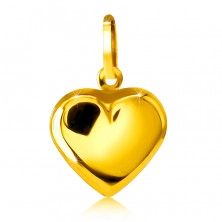 Złoty wisiorek 585 - gładkie symetryczne serce, lustrzany połysk