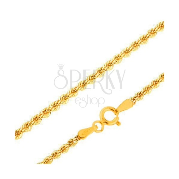 Spiralny błyszczący 14K łańcuszek w żółtym złocie, 450 mm