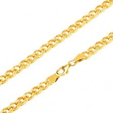 Złoty łańcuszek 585 - błyszczące elipsowe większe i mniejsze ogniwo, 550 mm
