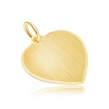 Wisiorek z żółtego złota 14K - symetryczne satynowe serce, lśniące krawędzie