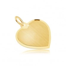 Złoty wisiorek 585 - symetryczne serce o satynowej powierzchni, ścięta obwódka
