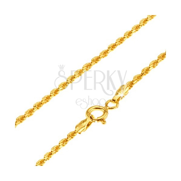 Złoty łańcuszek 585 - drobne lśniące ogniwa ułożone w spiralę, 500 mm