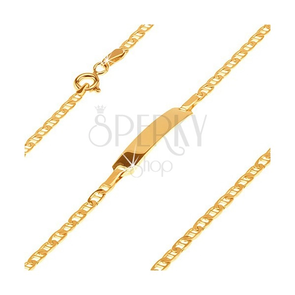 Bransoletka w złocie - wstawka i owalne ogniwa ze słupkiem, 180 mm