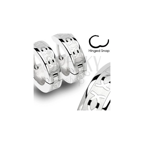 Okrągłe stalowe kolczyki - srebrne, lśniące przeplatające się CC
