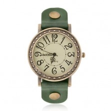 Zegarek na rękę - bladozielony cyferblat, zielony pasek