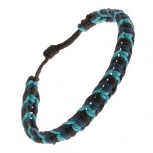 Niebiesko-czarno-błękitna pleciona bransoletka ze sznurków, gąsienica