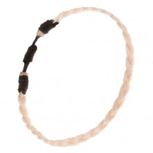 Pleciona bransoletka na rękę - beżowe nylonowe sznurki, warkocz