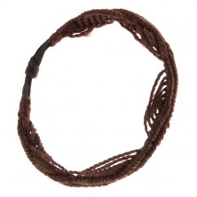 Czekoladowo brązowa bransoletka ze sznurków, motyw fal