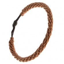 Sznurkowa bransoletka - gęsto zaplatany łańcuch w orzechowo brązowym kolorze