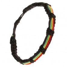 Pleciona antracytowa bransoletka - trzy kolorowe sznurki na wierzchu