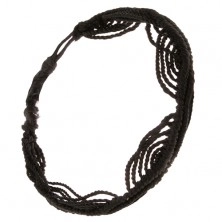 Czarna sznurkowa bransoletka z nylonowych rzemyków, motyw fal