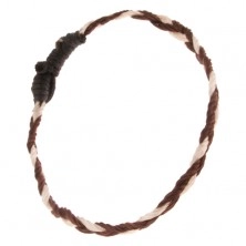 Sznurkowa bransoletka - plecionka z czekoladowo brązowych i beżowych sznurków
