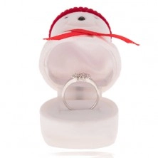 Pudełeczko prezentowe na pierścionek, bałwan z czerwoną czapką