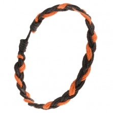 Pomarańczowo-czarna pleciona sznurkowa bransoletka, warkocz